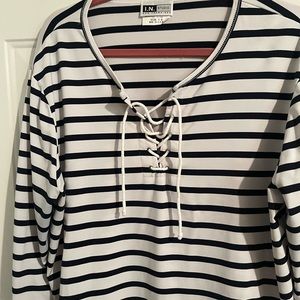 Plus Size I N Studio Blouse Size 1X Nautical Look